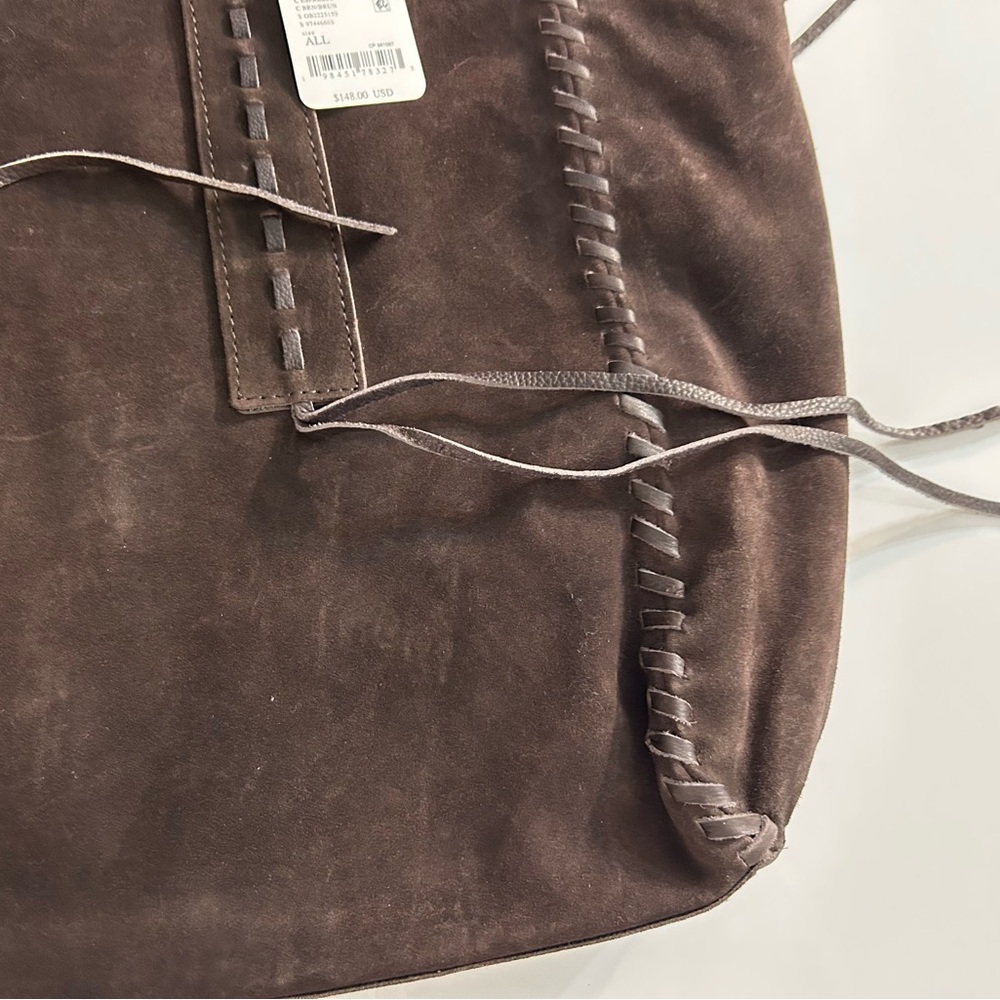 Free People Chocolate Brown Suede Wren Whipstitch Tote NWT SOLD OUT - Picture 5 of 11